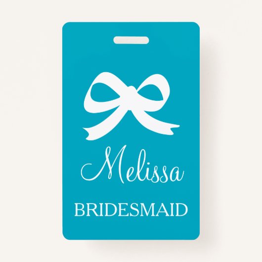 Custom bridesmaid name badges for wedding party (Voorkant)