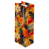 Custom Bright Bloemen en Feestelijke Gift Bag Wijn Cadeautas (Voorkant Gekanteld)