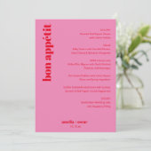 Custom Bright Bold Pink and Red Modern Wedding Menu (Staand voorkant)