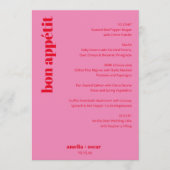Custom Bright Bold Pink and Red Modern Wedding Menu (Voorkant)