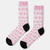 Custom Bright Pastel Roze Wit Argyle Patroon Sokken (Links)