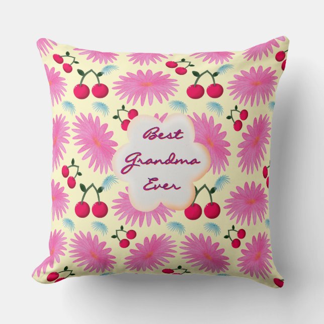 Custom Bright Pink Floral Cherry Pattern  Kussen (Voorkant)