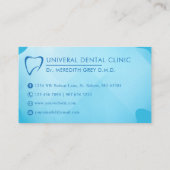 Custom Bright Turquoise Blauw Blauwgroen Tandarts Visitekaartje (Achterkant)