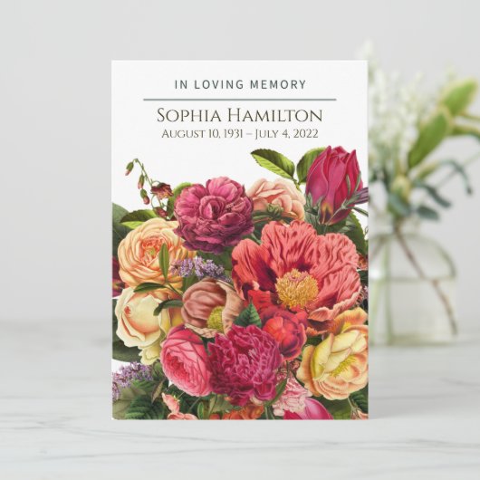 Custom Bright Waterverf Floral Funeral Program Programmakaart (Staand voorkant)