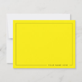 Custom Bright Yellow Flat Note Card with Name Notitiekaartje