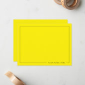 Custom Bright Yellow Flat Note Card with Name Notitiekaartje (Voorkant / Achterkant in situ)