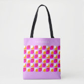 Custom Bright Zomer Roze Sinaasappel Retro Art Pat Tote Bag (Voorkant)