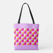 Custom Bright Zomer Roze Sinaasappel Retro Art Pat Tote Bag (Achterkant)