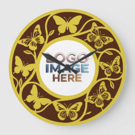 Custom Brown and Gold Butterfly Clock Ronde Klok