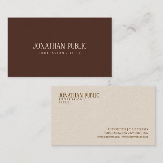 Custom Brown & Beige Template Luxe Premium Thick Visitekaartje (Voorkant / Achterkant)
