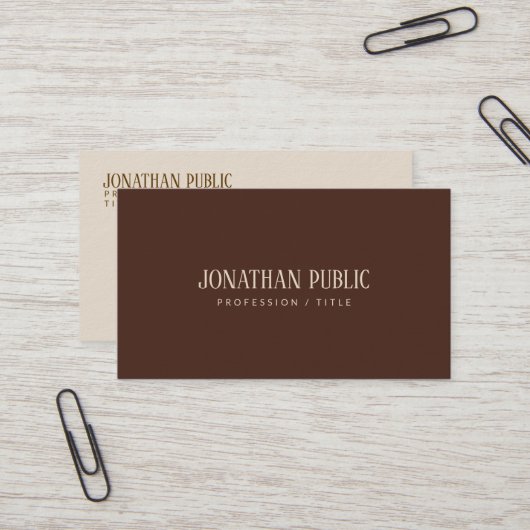 Custom Brown & Beige Template Luxe Premium Thick Visitekaartje (Voorkant / Achterkant in situ)