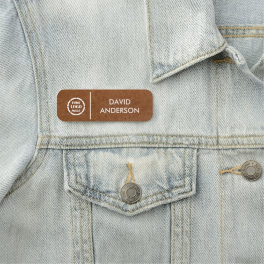 Custom Brown Business Logo Basic Medewerker Naamplaatje (In situ)
