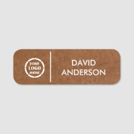 Custom Brown Business Logo Basic Medewerker Naamplaatje