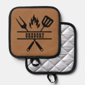 Custom Brown Grilling Apron Pannenlap (Voorkant / Achterkant)