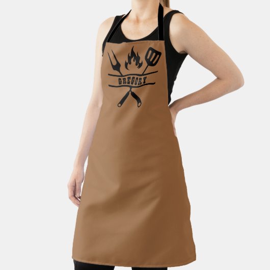 Custom Brown Grilling Apron Schort (Insitu)