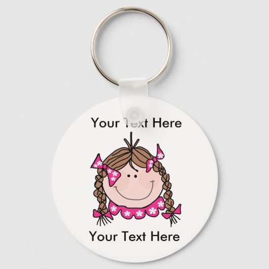 Custom Brown Hair Girl Sleutelhanger (Voorkant)