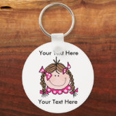 Custom Brown Hair Girl Sleutelhanger (Voorkant)
