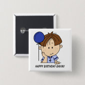 Custom Brown Hazard Boy Birthday Button (Voorkant /achterkant)
