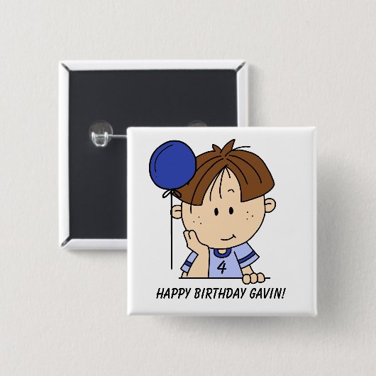 Custom Brown Hazard Boy Birthday Button (Voorkant /achterkant)