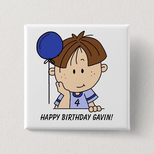 Custom Brown Hazard Boy Birthday Button (Voorkant)