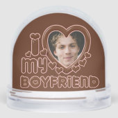 Custom Brown I Heart My Boyfriend Photo Sneeuwbol (Achterkant)