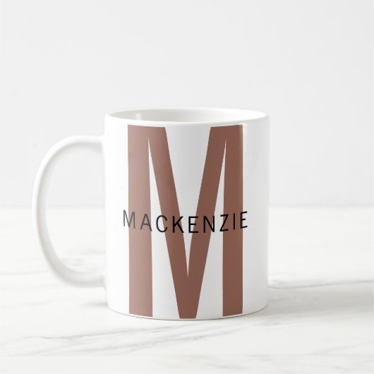 Custom Brown Monogram Mug Gift for Aunts & Women Koffiemok (Links)