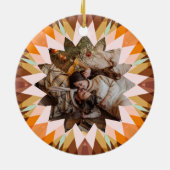 Custom Brown Orange Christmas Star Photo Gift Tree Keramisch Ornament (Achterkant)