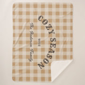 Custom Brown Script Western Rustic Gingham Pattern Sherpa Deken (Voorkant)
