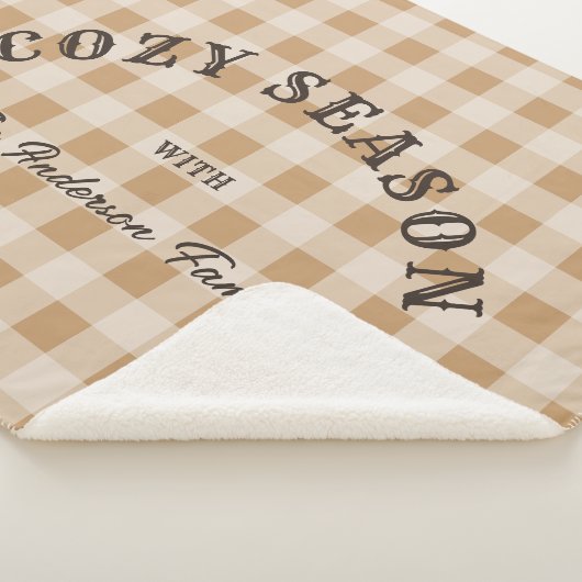 Custom Brown Script Western Rustic Gingham Pattern Sherpa Deken (3/4)