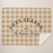 Custom Brown Script Western Rustic Gingham Pattern Sherpa Deken (Voorkant (horizontaal))