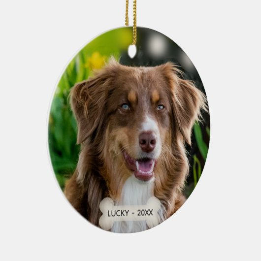 Custom Brown Shepherd Dog Foto Keramisch Ornament (Rechts)