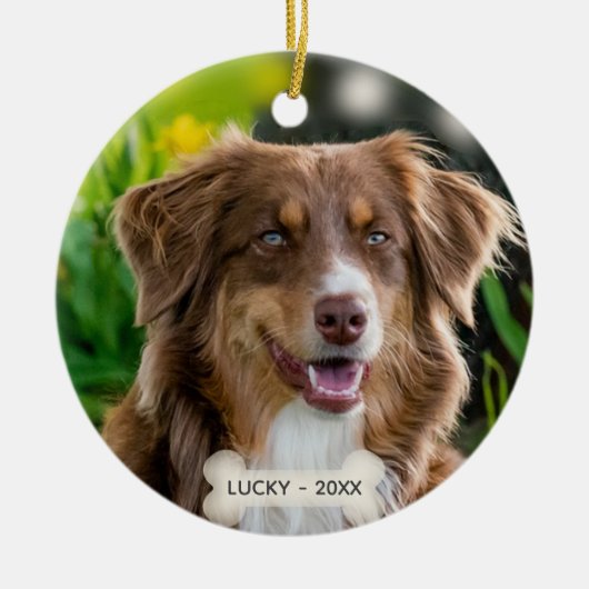 Custom Brown Shepherd Dog Foto Keramisch Ornament (Voorkant)