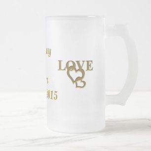 Custom bruid bruidegom liefde hart Frosted Glass M Matglas Bierpul