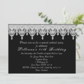 Custom bruiloft zwart kant kaart (Staand voorkant)