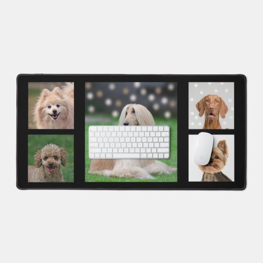 Custom Bruin Beige Hond Foto's op Black Desk Mat (Keyboard & Muis)