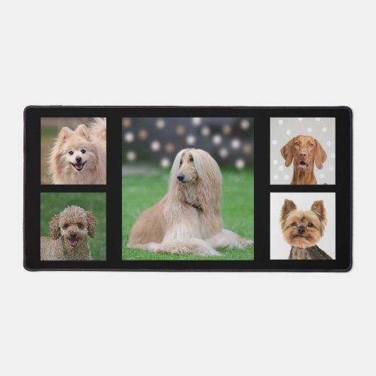 Custom Bruin Beige Hond Foto's op Black Desk Mat (Voorkant)