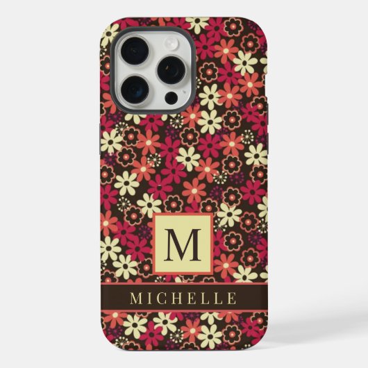 Custom Bruin Bloemen Geel Roze Sinaasappel Bloemen iPhone Hoesje (Achterkant)