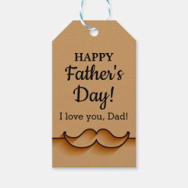 CUSTOM Bruin Elegant Mustache Vaderdag Cadeaulabel