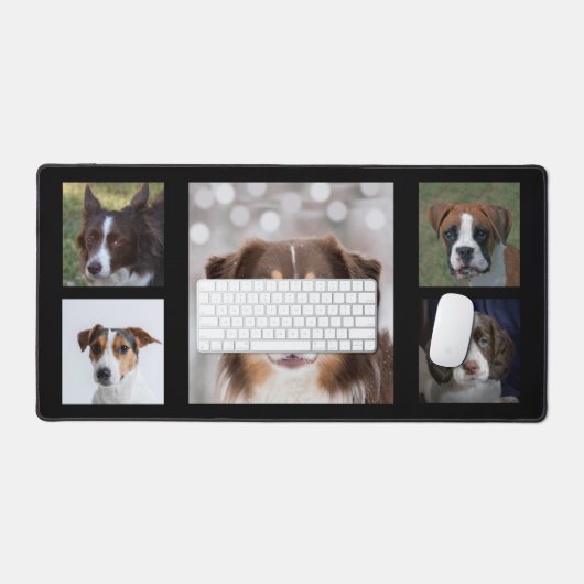 Custom Bruin en Witte Hond Foto's op Zwart Bureaumat (Keyboard & Muis)