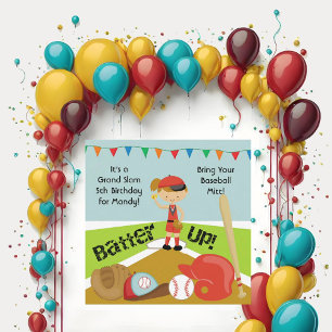 Custom bruin haar meisjes softbal verjaardag uitno kaart