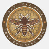 Custom  bruin Honey Jar Bee Label (Voorkant)