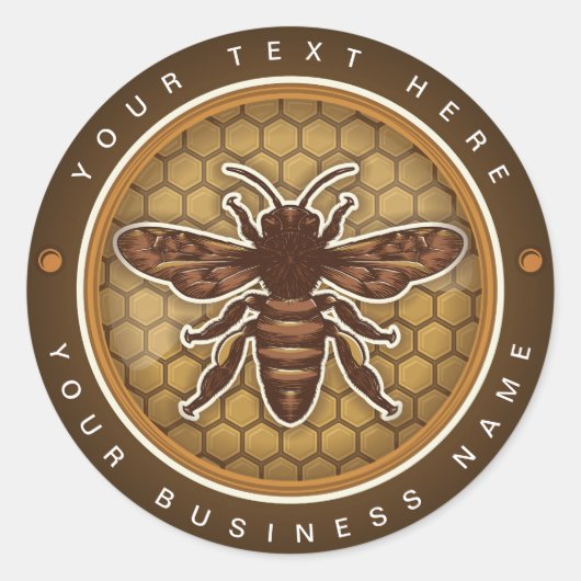 Custom bruin Honey Jar Bee Label (Voorkant)