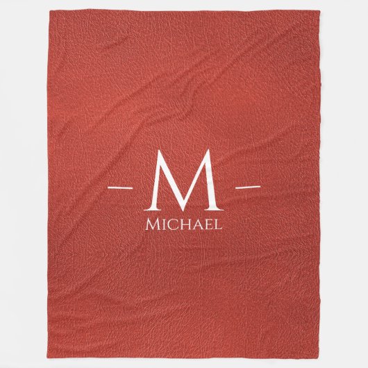 Custom bruin lederen look monogram Sjabloon Fleece Deken (Voorkant)