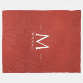 Custom bruin lederen look monogram Sjabloon Fleece Deken (Voorkant (Horizontaal))