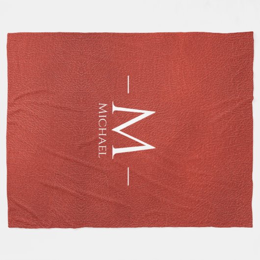 Custom bruin lederen look monogram Sjabloon Fleece Deken (Voorkant (Horizontaal))