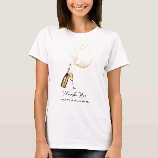 Custom Brunch & Bubbly Gold Vrijgezellenfeest T-sh T-shirt (Voorkant)
