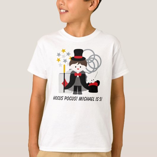 Custom Brunette Boy Hocus Pocus Magic T-shirt (Voorkant)