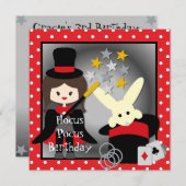 Custom Brunette Girl Hocus Pocus Birthday Invites Kaart (Voorkant / Achterkant)