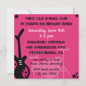 Custom Brunette Rock Star Birthday Invitations Kaart (Achterkant)
