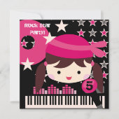 Custom Brunette Rock Star Birthday Invitations Kaart (Voorkant)